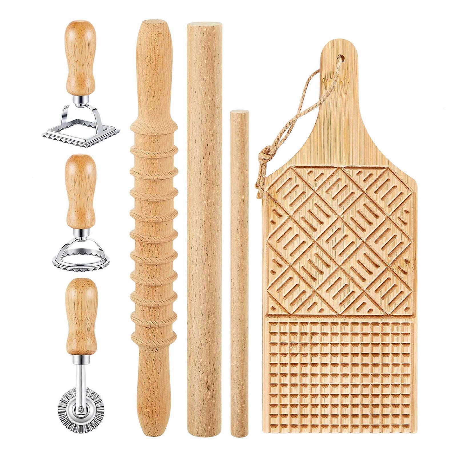 Pastas Making Set for Gnocchi and Ravioli Includes Wood Board and Rolling Pin Gnocchi Pastas Maker Suitable for Easy Use Multicolor