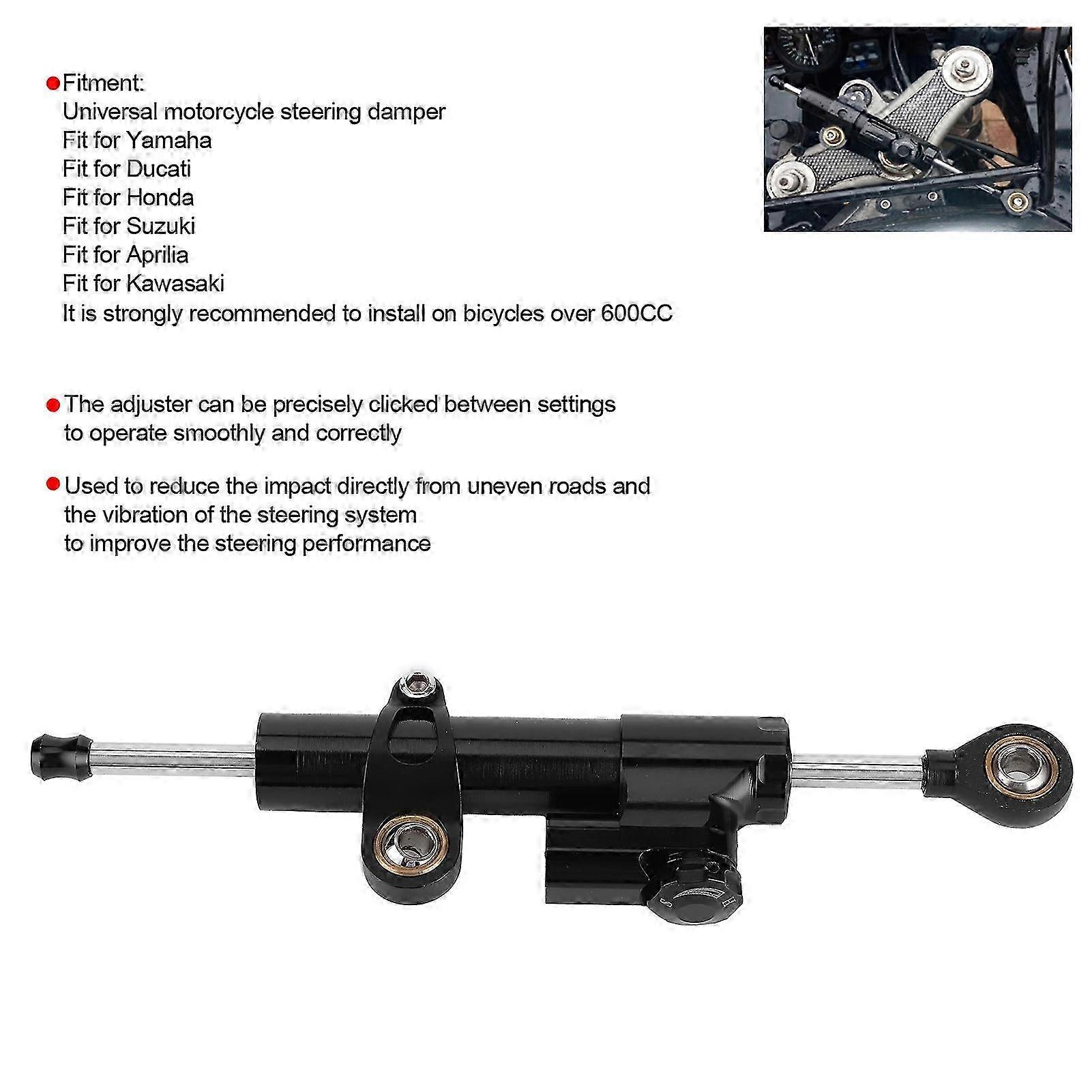 Universal Motorcycle Steering Stabilizer - Precision Damping Adjustable
