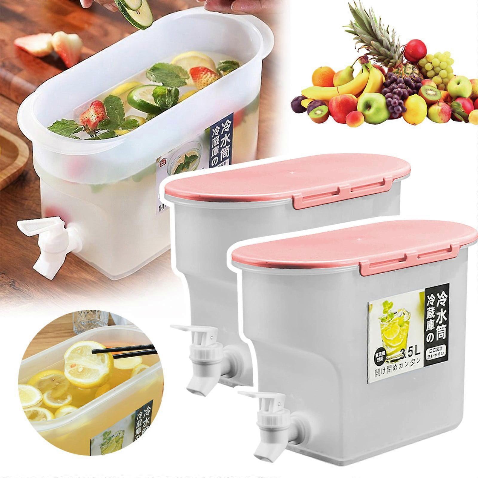 YEHGEQ 1 Gallon Drink Dispenser for Fridge with Spout, Iced Tea Pitcher, Cold Water Jug for Lemonade, Juice, Includes Containers, Compatible with