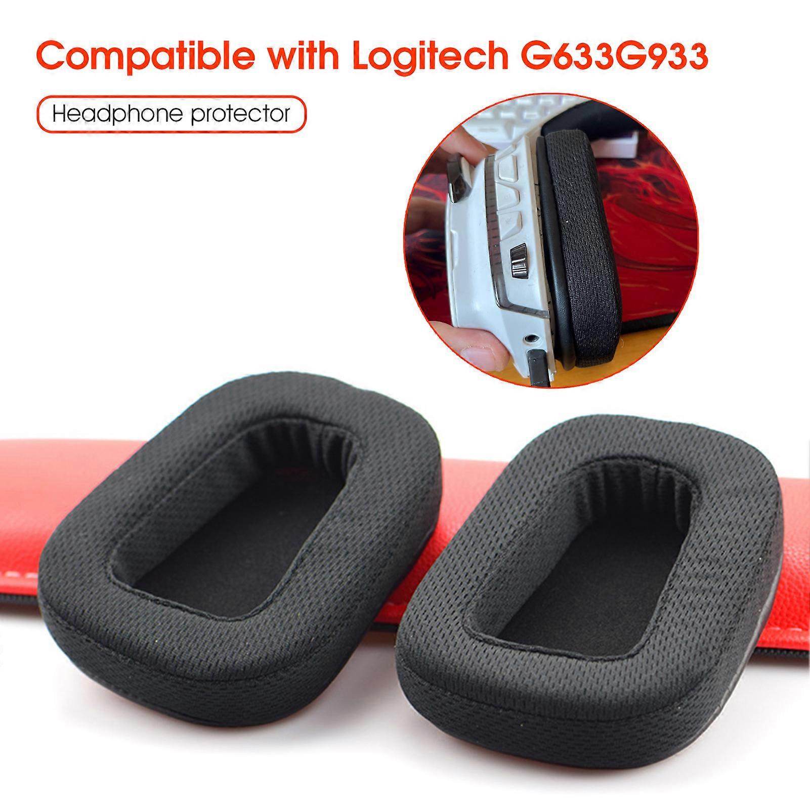 SUSUchens 1 Pair Headset Sleeves, Ultra Soft, Noise Insulating, Breathable Faux Leather Earmuffs compatible with Logitech G633 G933 Style A