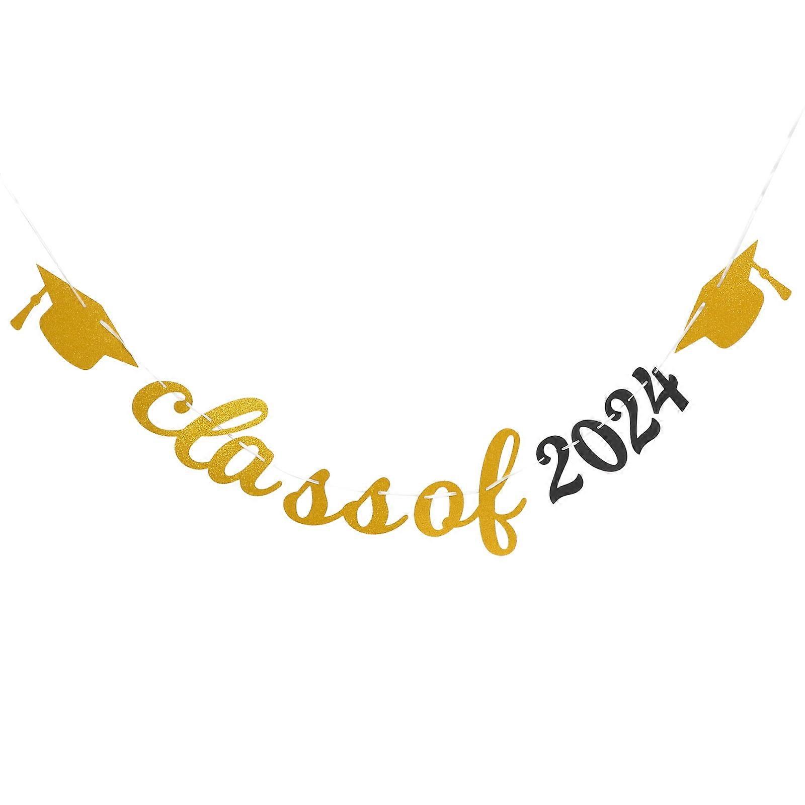 1 Set Graduation Class of 2024 Banner Paper Bunting Background Photo Prop for Graduation