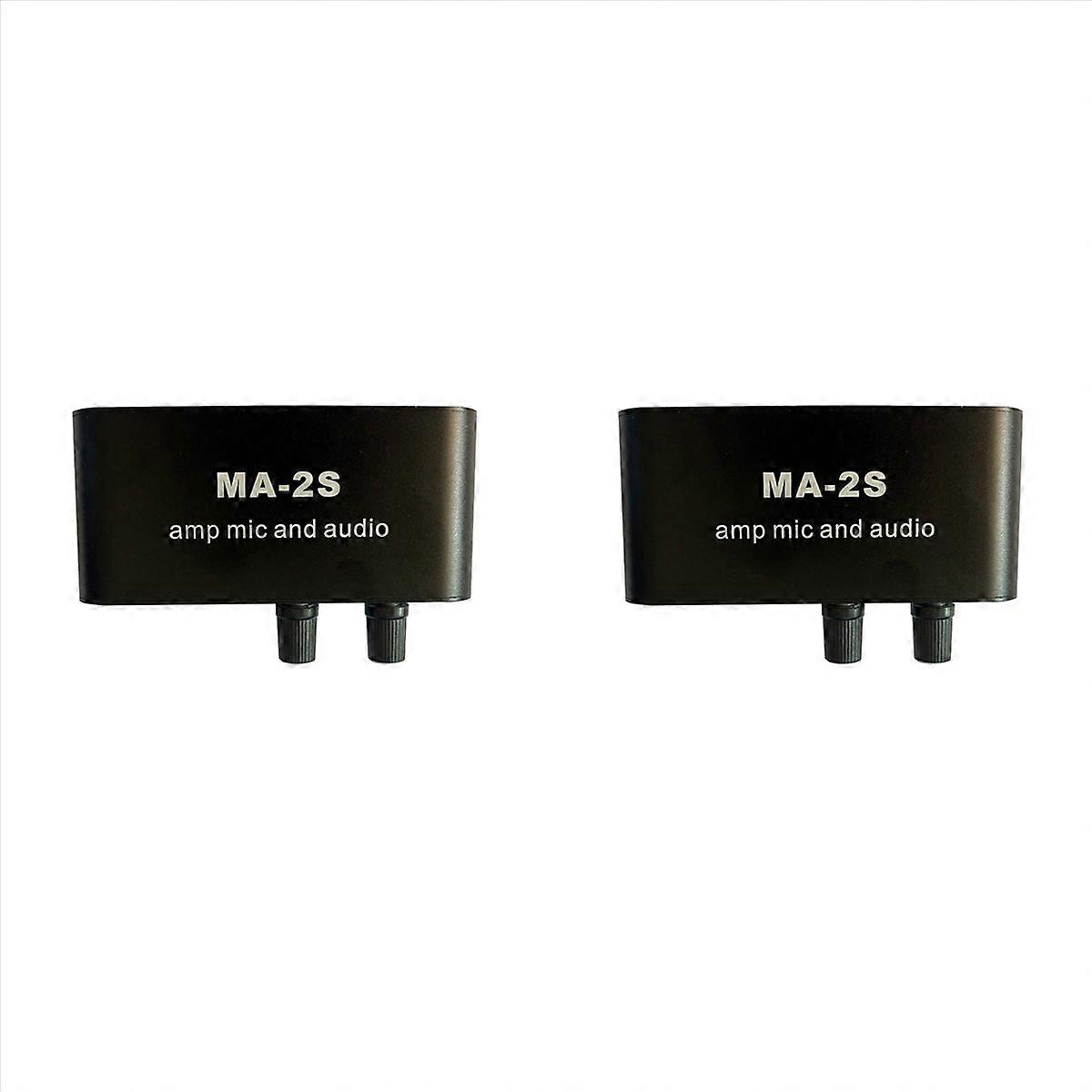 2X 6.5mm Dynamic Microphone 3.5mm Condenser Microphone Headphone Amplifier Audio Preamplifier Mixing