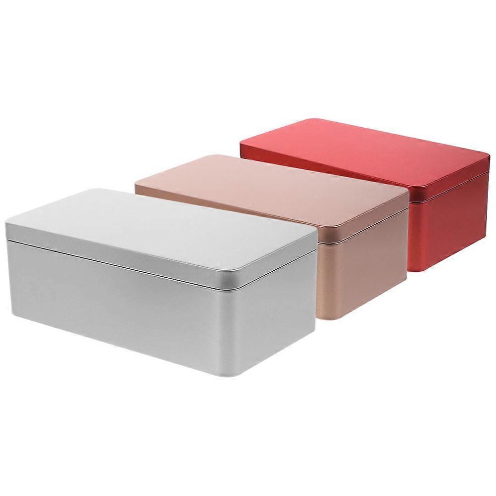 Storage Tin Rectangular Metal Tinplate Container for Storage 3Pcs Set