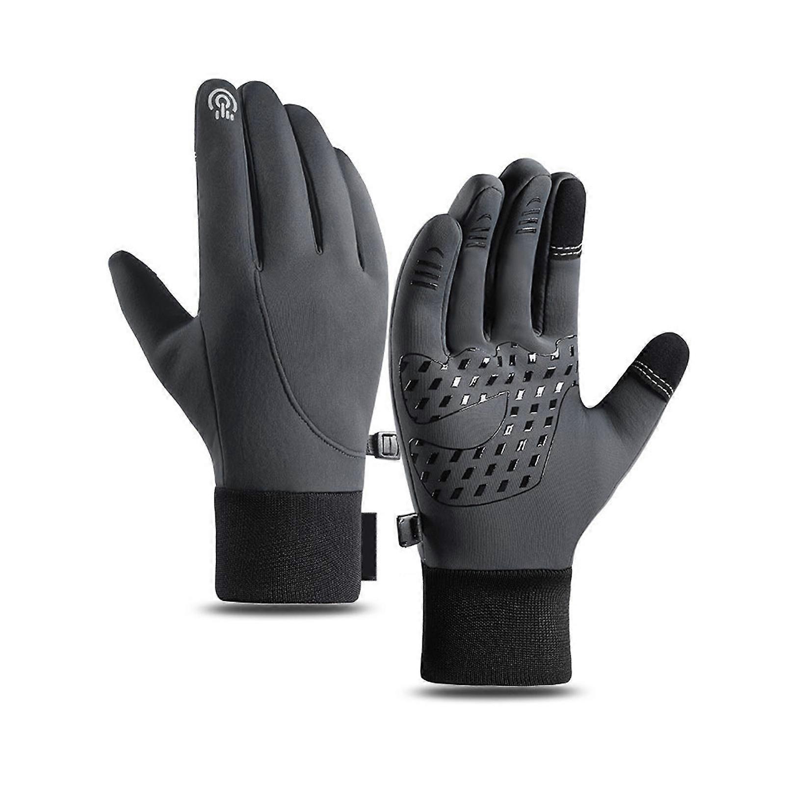 New Waterproof, Windproof, and Warm Fleece Gloves with Slip Palms and Touchscreens Operations Support  Gray XL