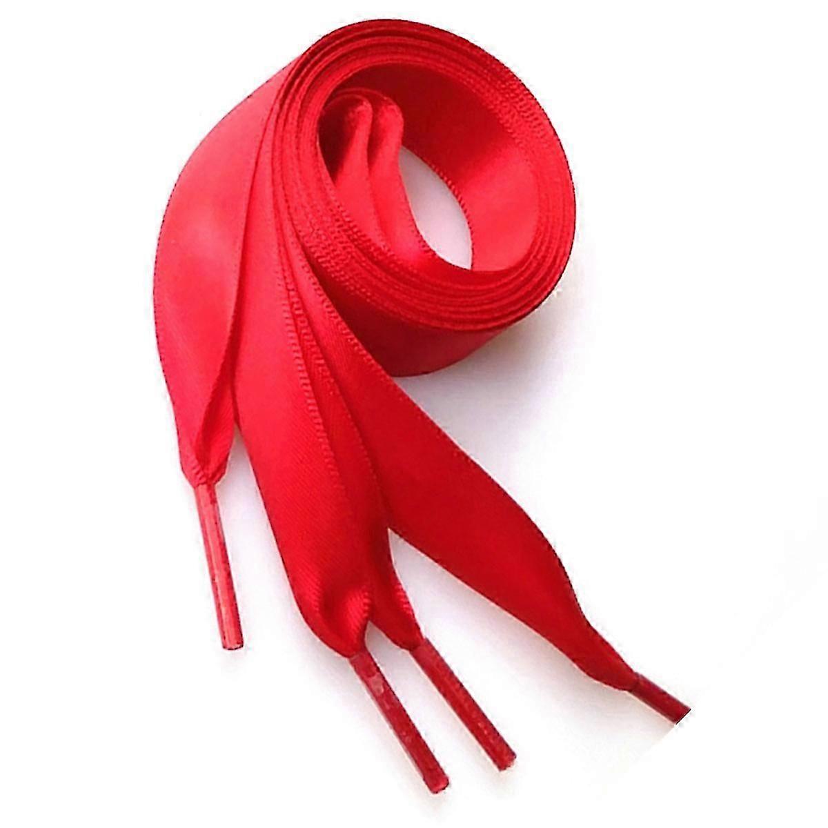 Deep Red Ribbin Shoelaces Flat Ribbon Shoe Lace for Durable Use Pair