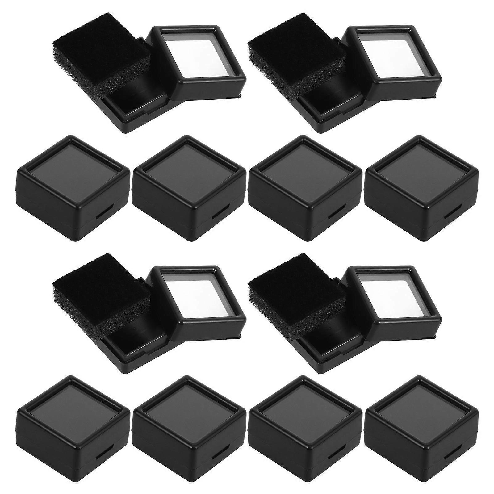 Gemstone Display Boxes with Acrylic Lid for Jewelry Storage 12Pcs Set