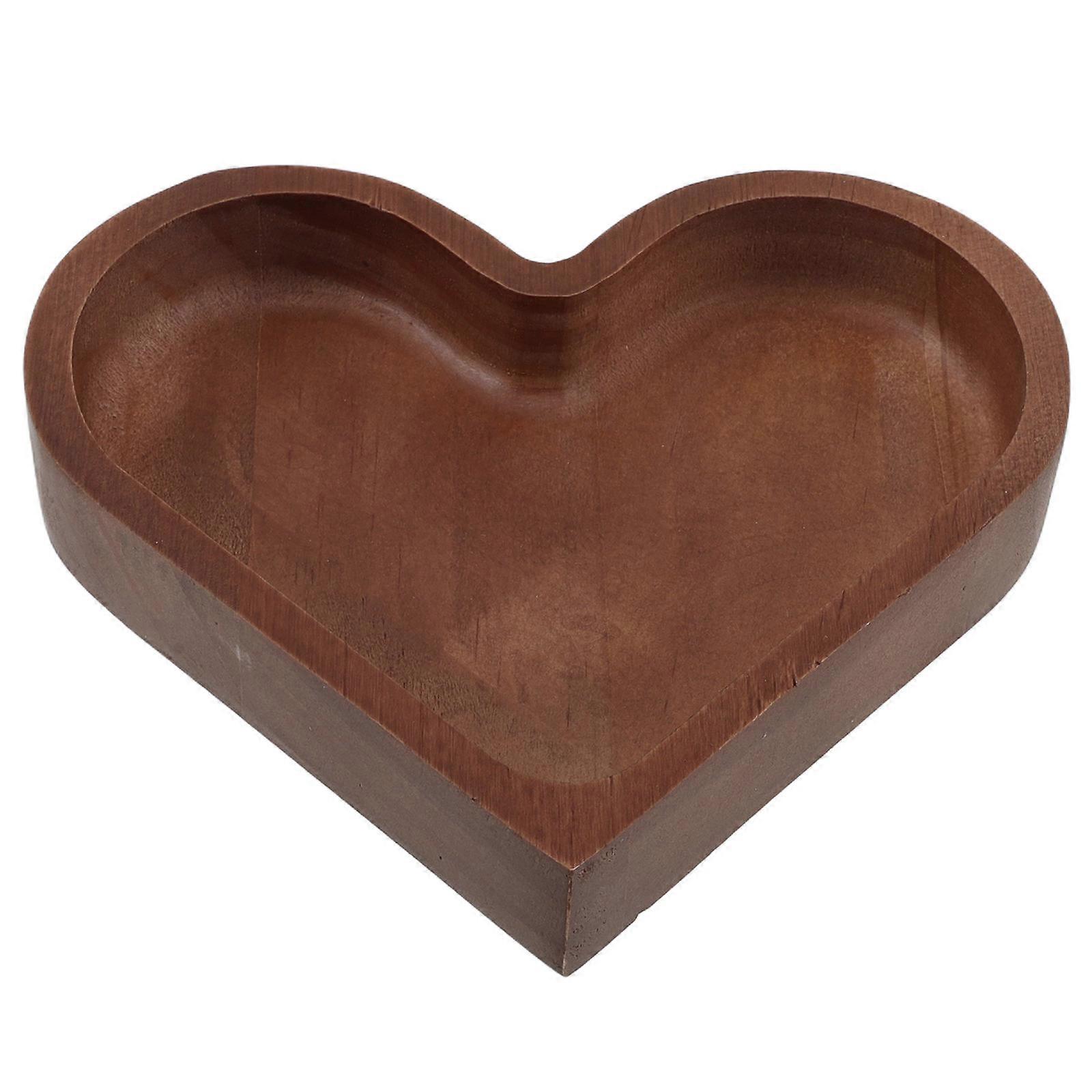Heart-Shaped Solid Wood Candy Tray for Serving Nuts and Snacks