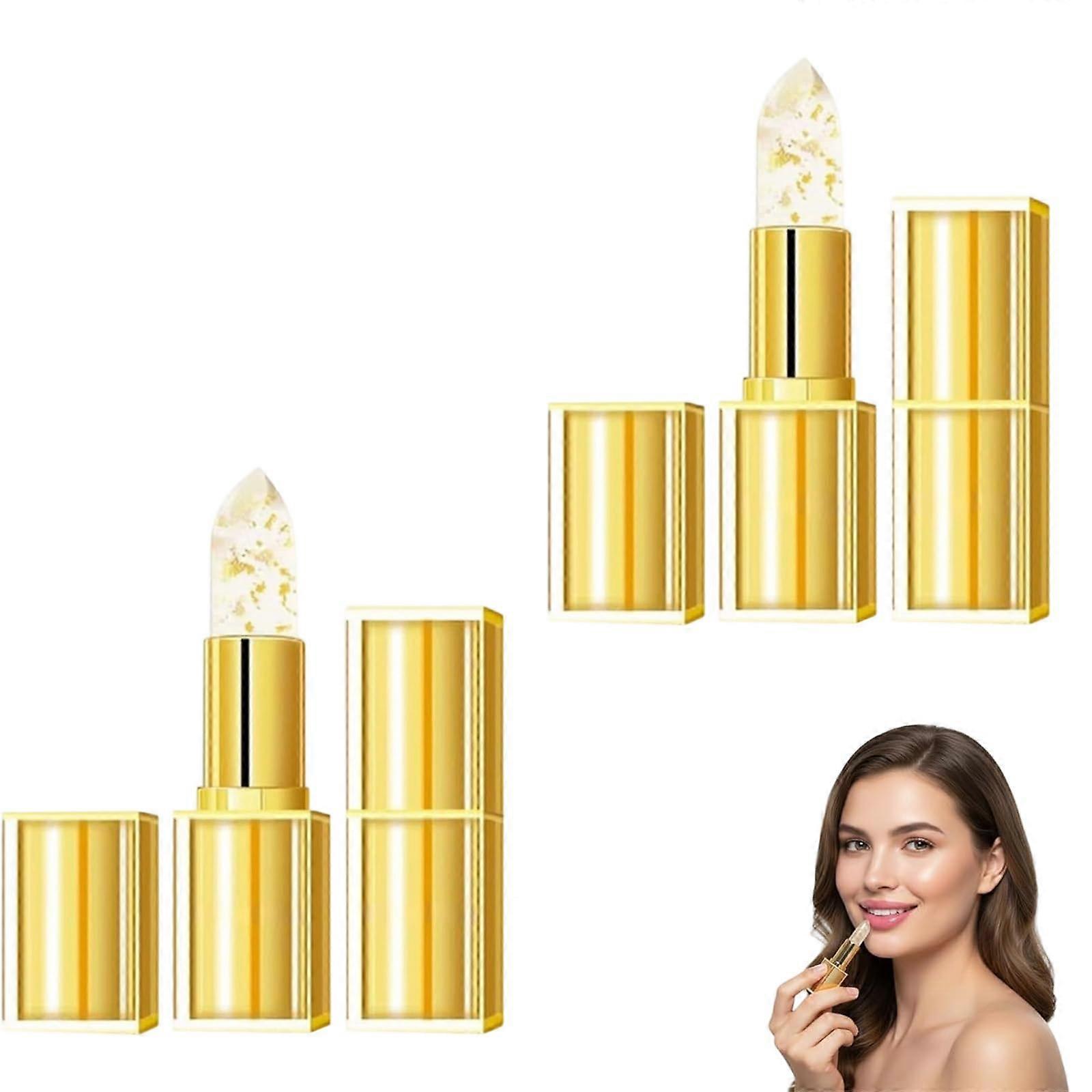 Color Changing Lipstick Set, pH Reactive Long Lasting Transferproof Moisturizing Glitter, 2PCS