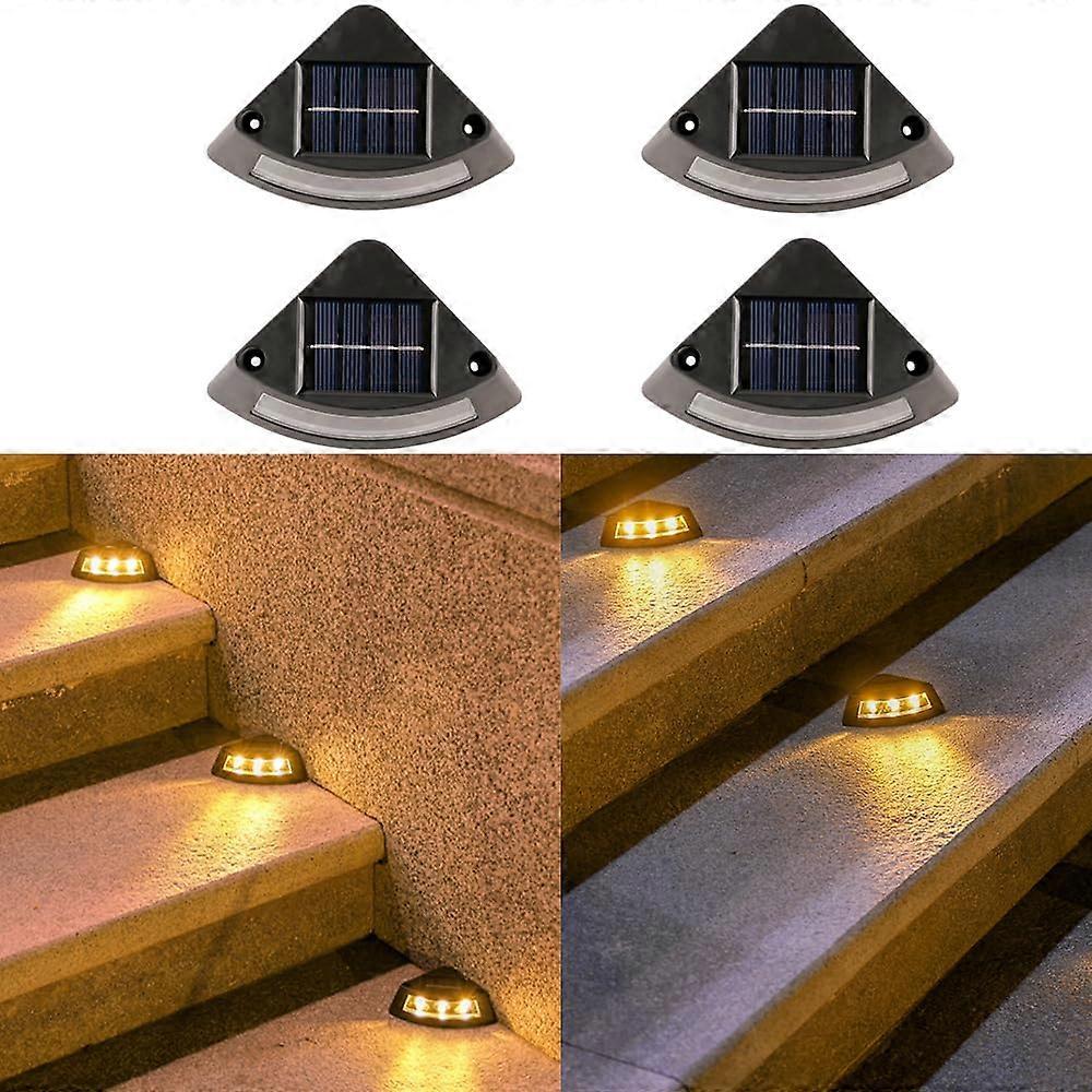 4 Pack Solar Stair Lights Outdoor Waterproof with Auto On/Off Sensor for Steps Deck Fence Garden