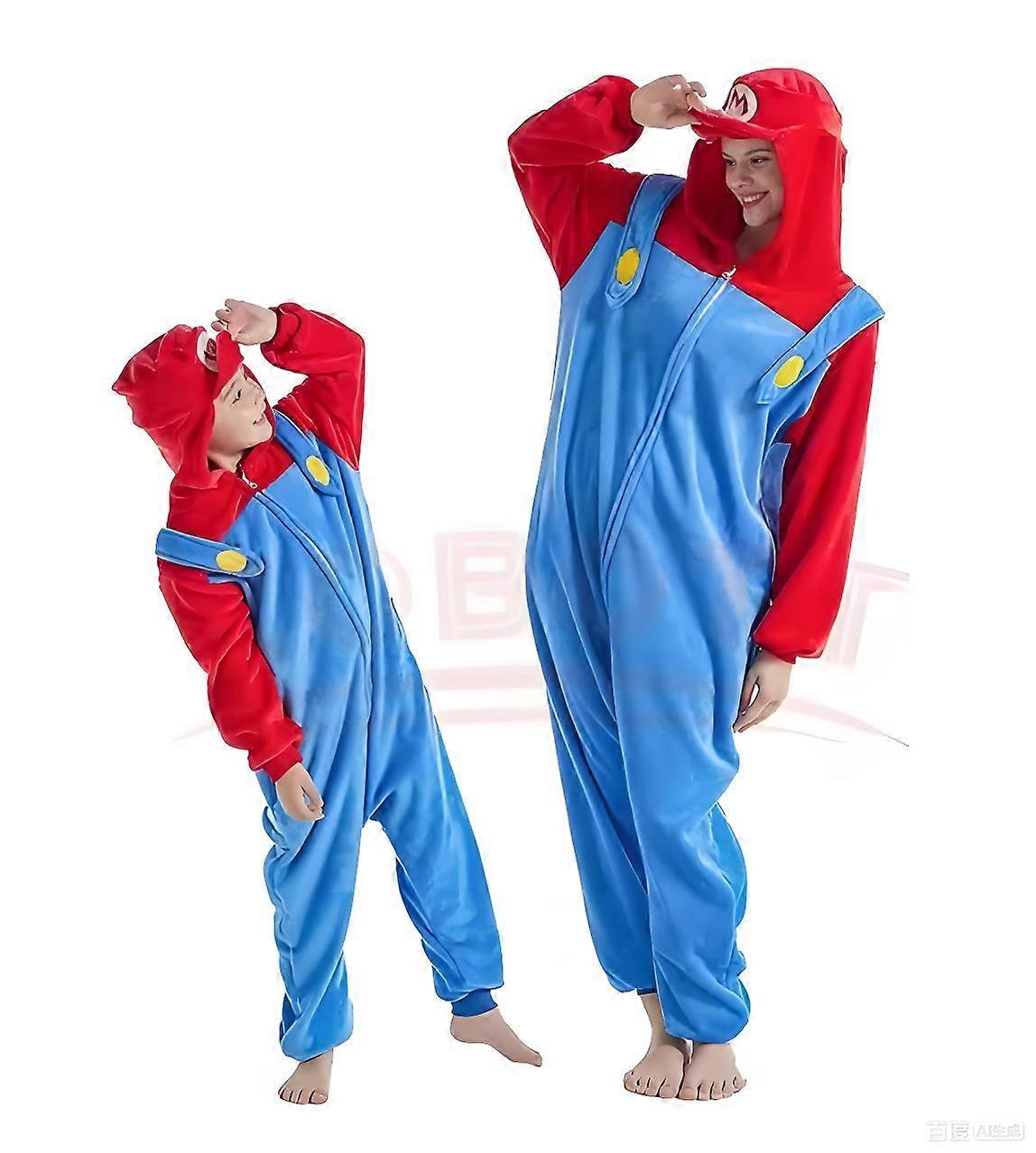 Dessin anim�� enfants adulte une pi��ce pyjamas mignon Luigi Homewear enfants chaud une pi��ce pyjamas cadeau de no?l