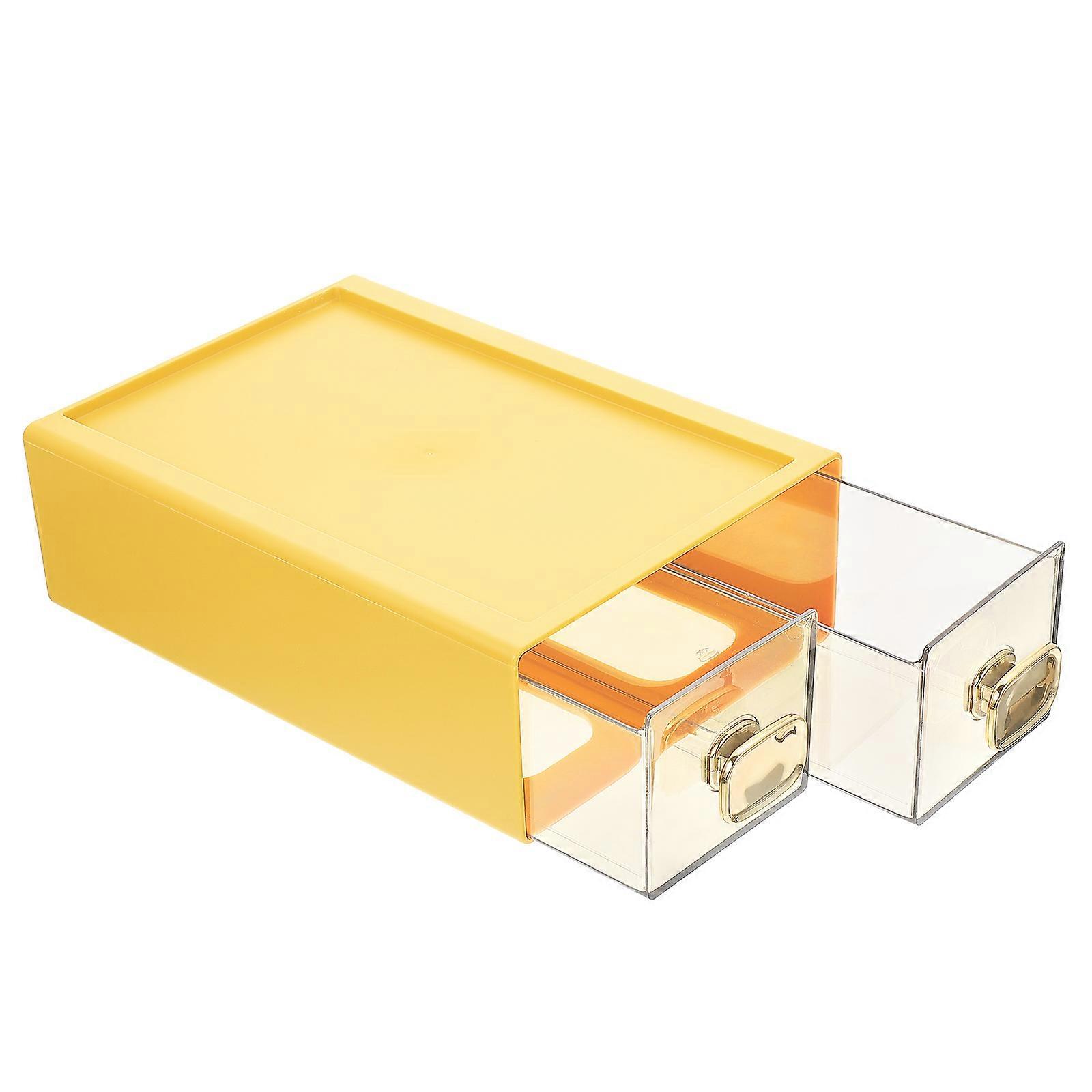 Makeup Storage Organizer Drawer Type Box for Jewelry with 3Pcs Yellow
