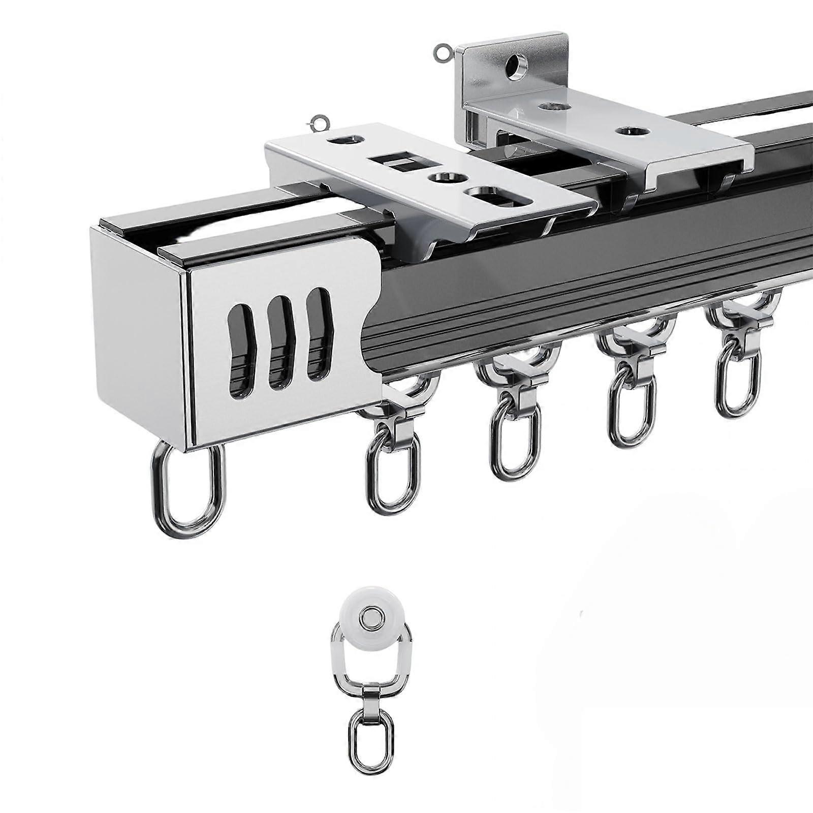 Curtain Rod and Ceiling Curtain Track, Modern Minimalist, Privacy Divider, Black 3.5M