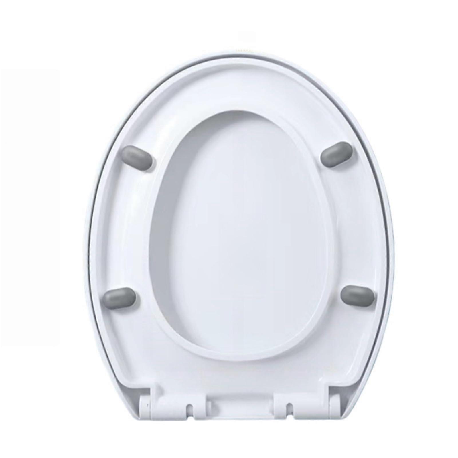 Round Soft Close Toilet Seat White, Heavy Duty DoubleLayer PP with FourCorner Support