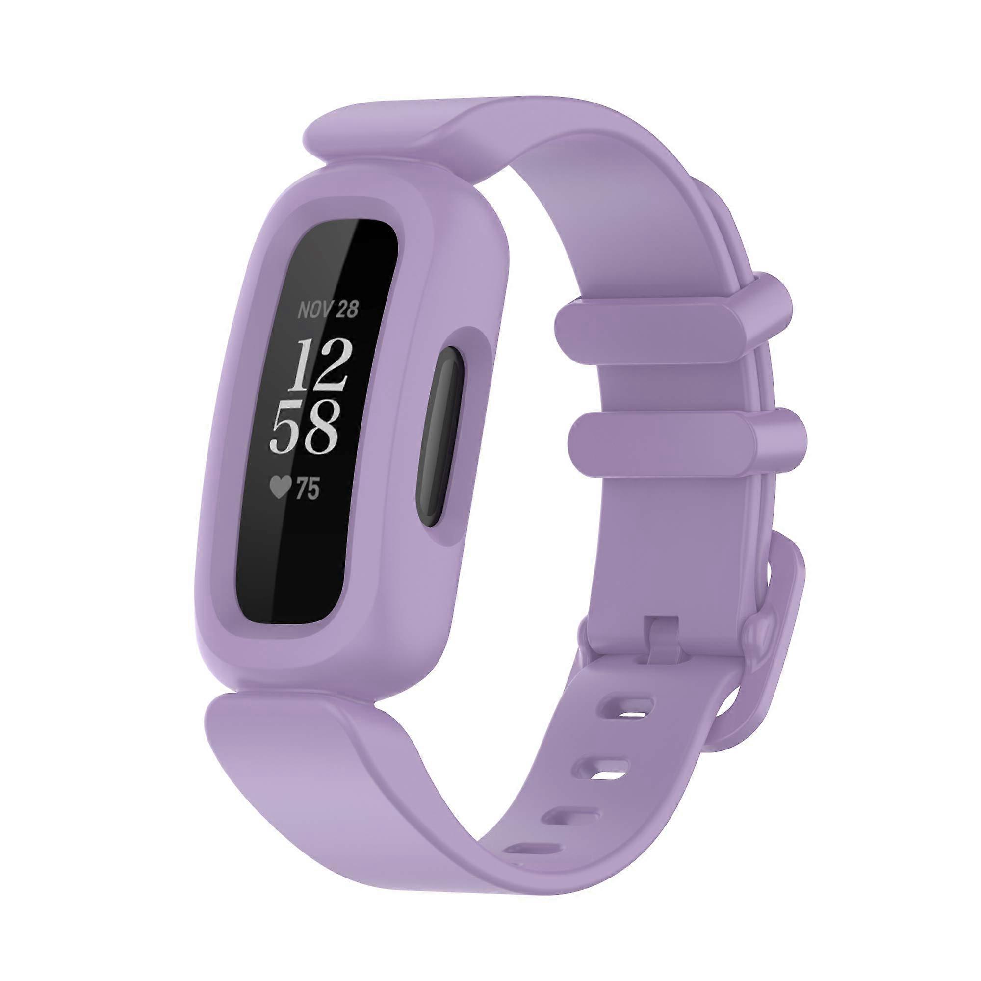 Waterproof Soft Silicone Sports Strap Replacement with Secure Fit Light Purple for Fitbit Ace 3
