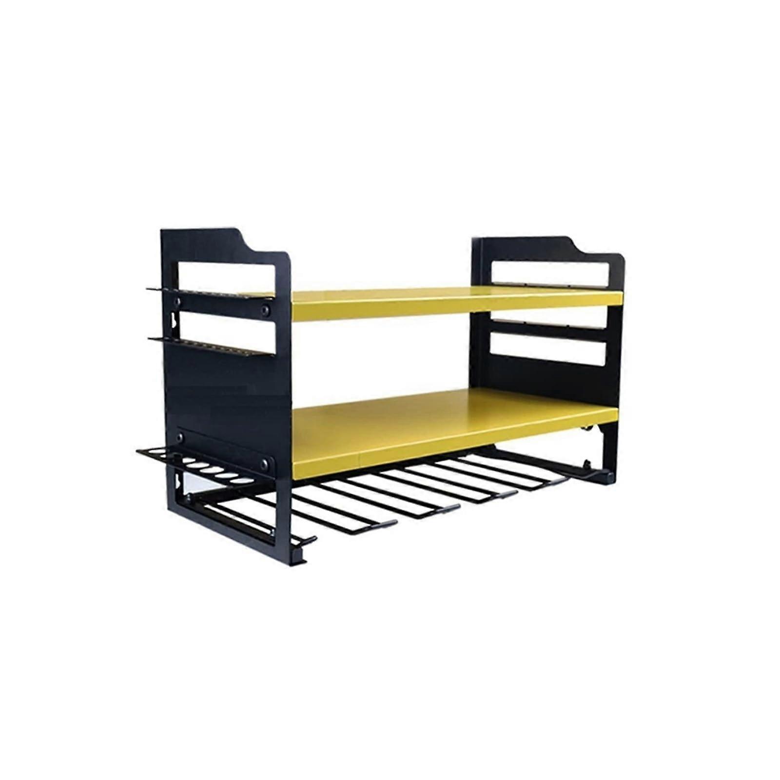 Heavy Duty Garage Tool Organizer Rack Wall Mounted Metal Shelf 20x12x9 Inch with Multiple Holders