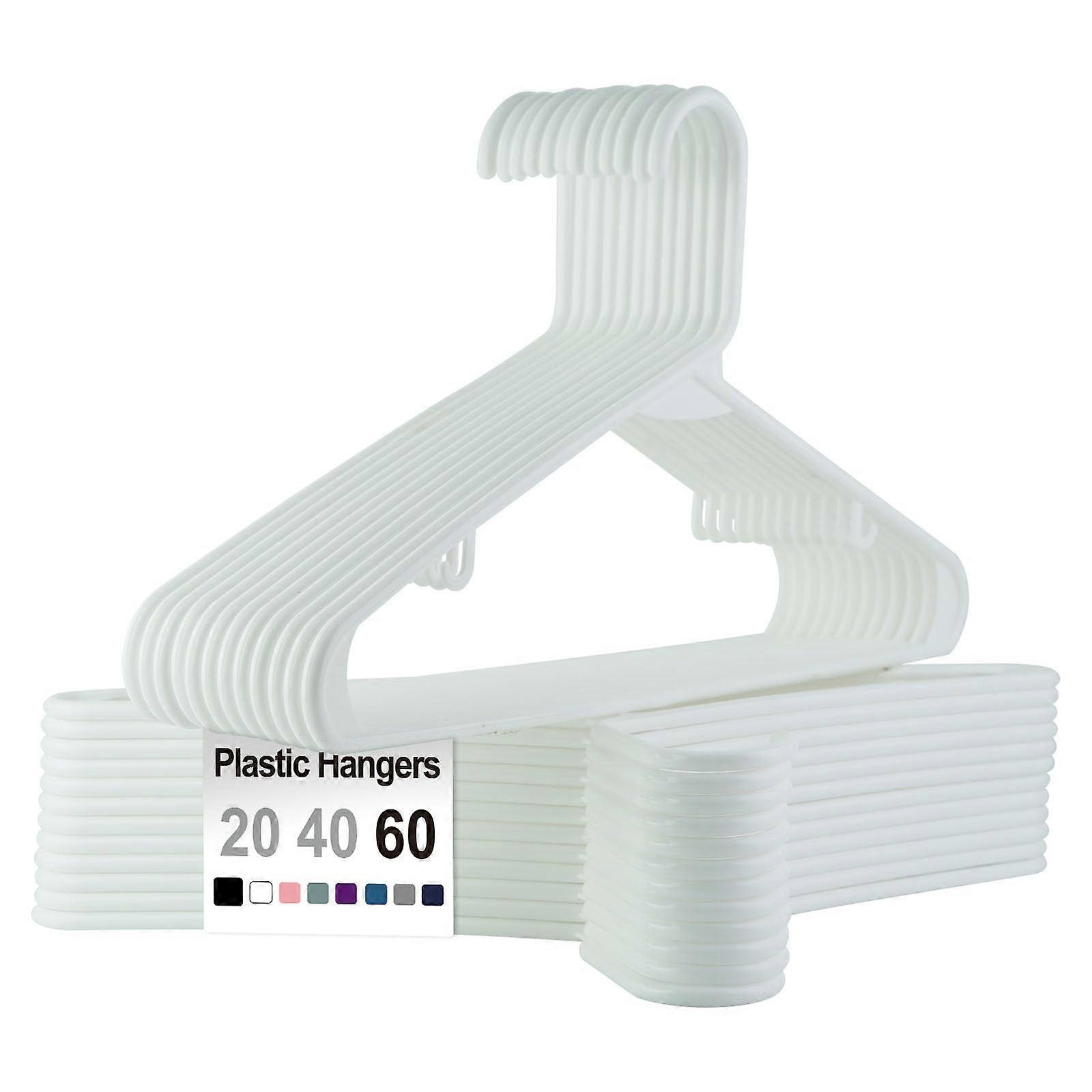 Plastic Hangers 20 Pack White SpaceSaving Slim with BuiltIn Hooks for Closet Organization