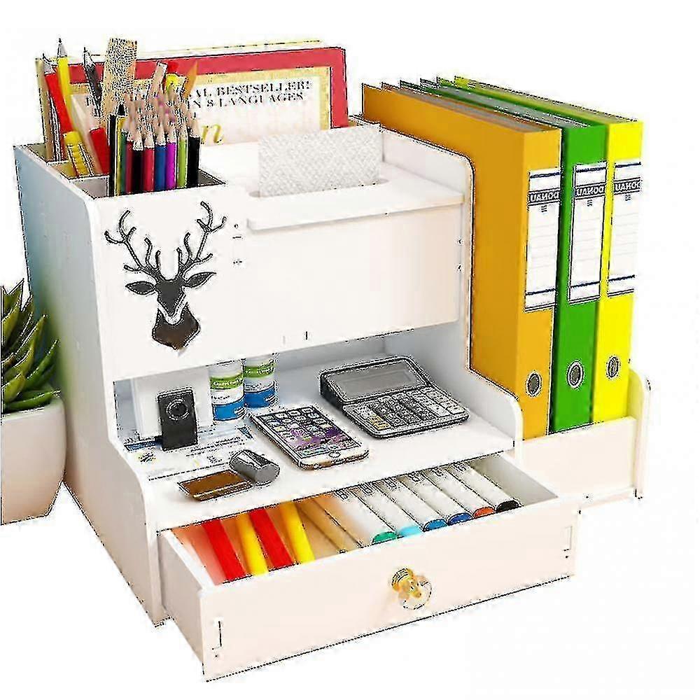 Office Desk Organizer, Plastic Pen Holder Desktop Storage Box For Student(size 2)
