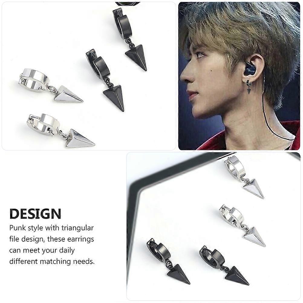 Hip-Hop Earrings 3Pcs Punk Style Accessories Triangular Assorted Color for Couples Outfit Matching