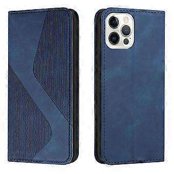 Case For Iphone 13 Mini Blue Card Holder Wallet Type Magnetic Skin Feel Leather No6902
