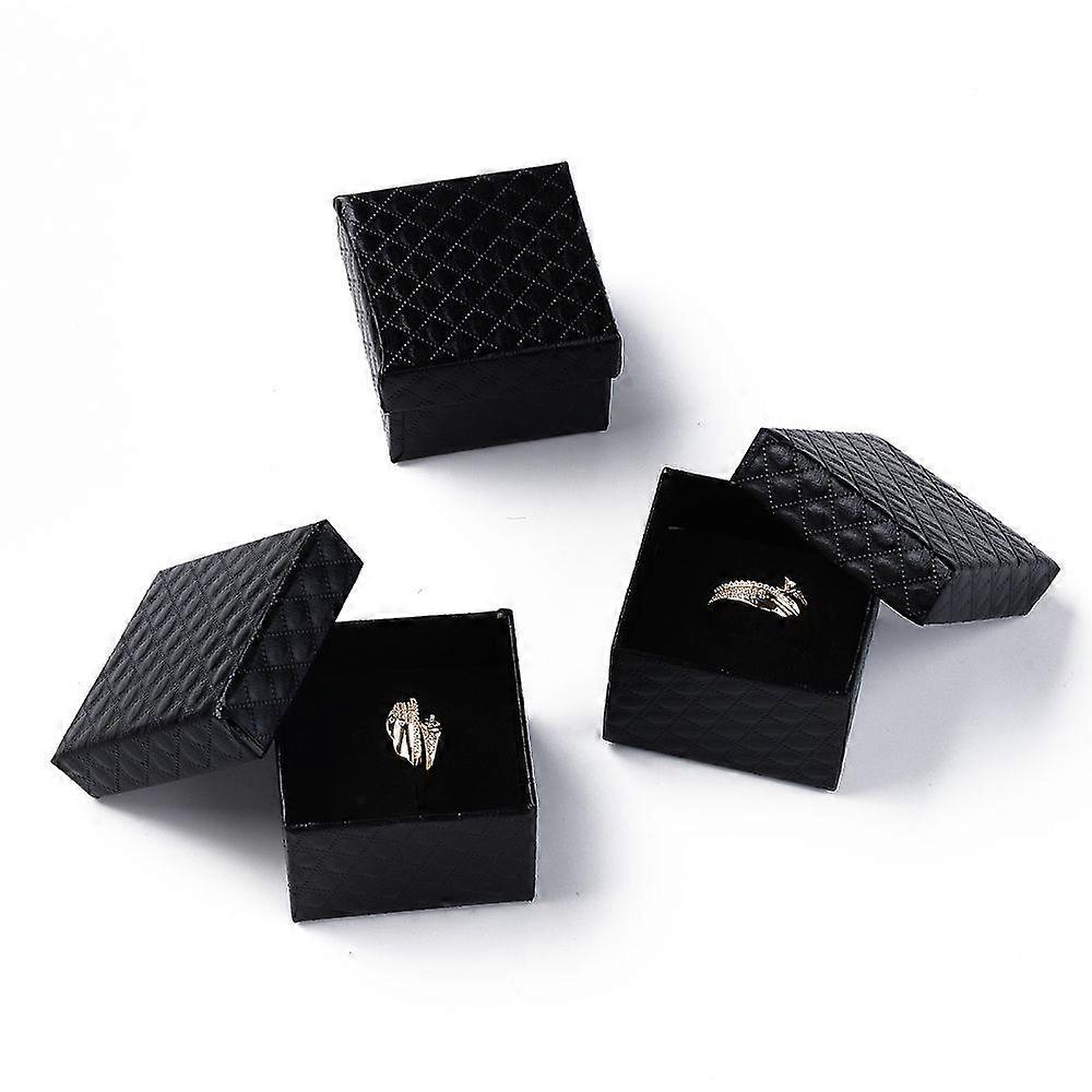 Square Cardboard Ring boxes with Sponge Inside Black 2x2x1-3/8 inch(5x5x3.5cm)