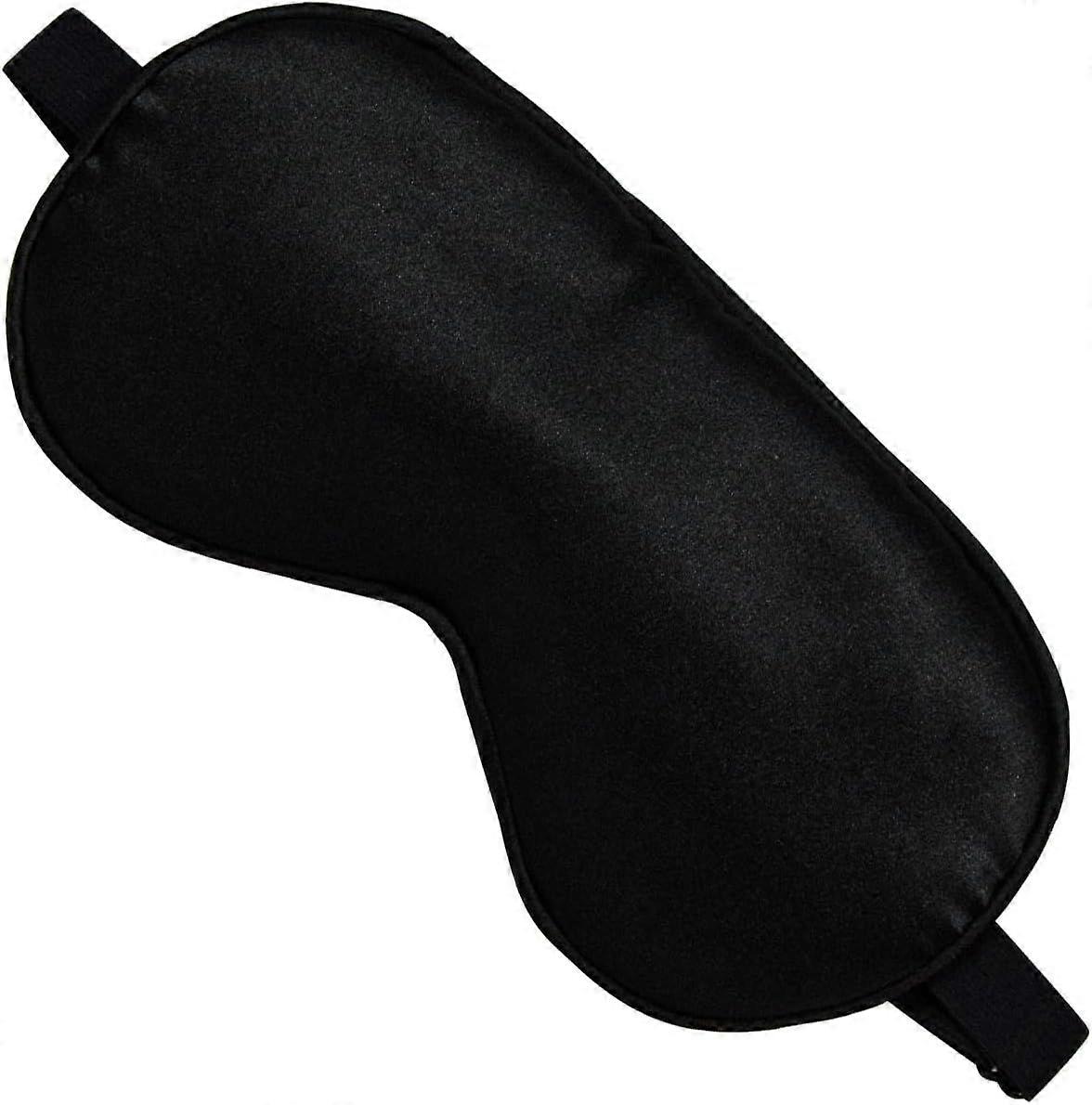 Silk Sleep Mask, Black, Adjustable Strap for Light Blocking, Travel Rest, Puffy