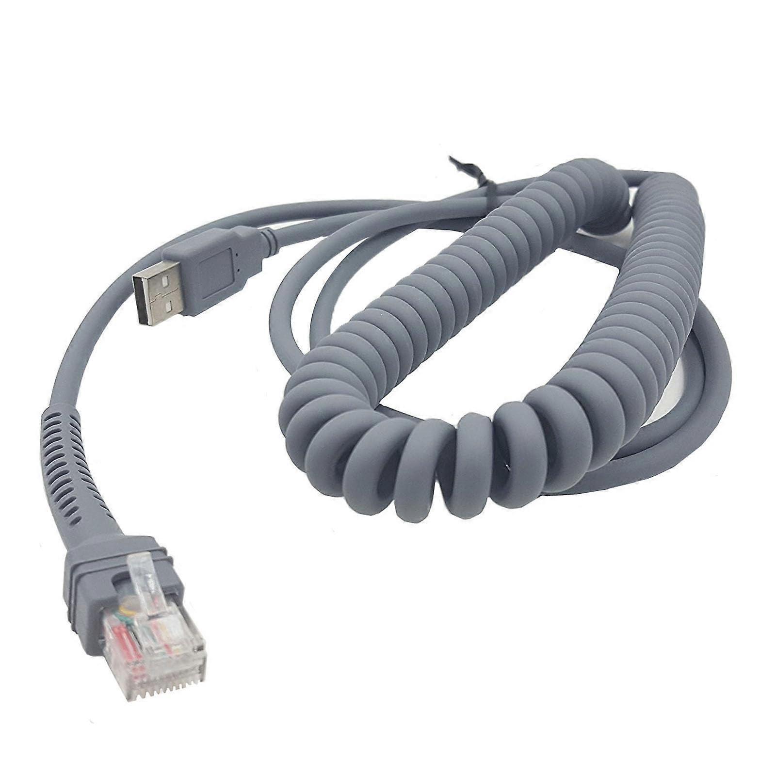 USB Cable 9ft Coiled Replacement for Symbol LS2208 LS1203 LS4208 LS4278 Barcode Scanner