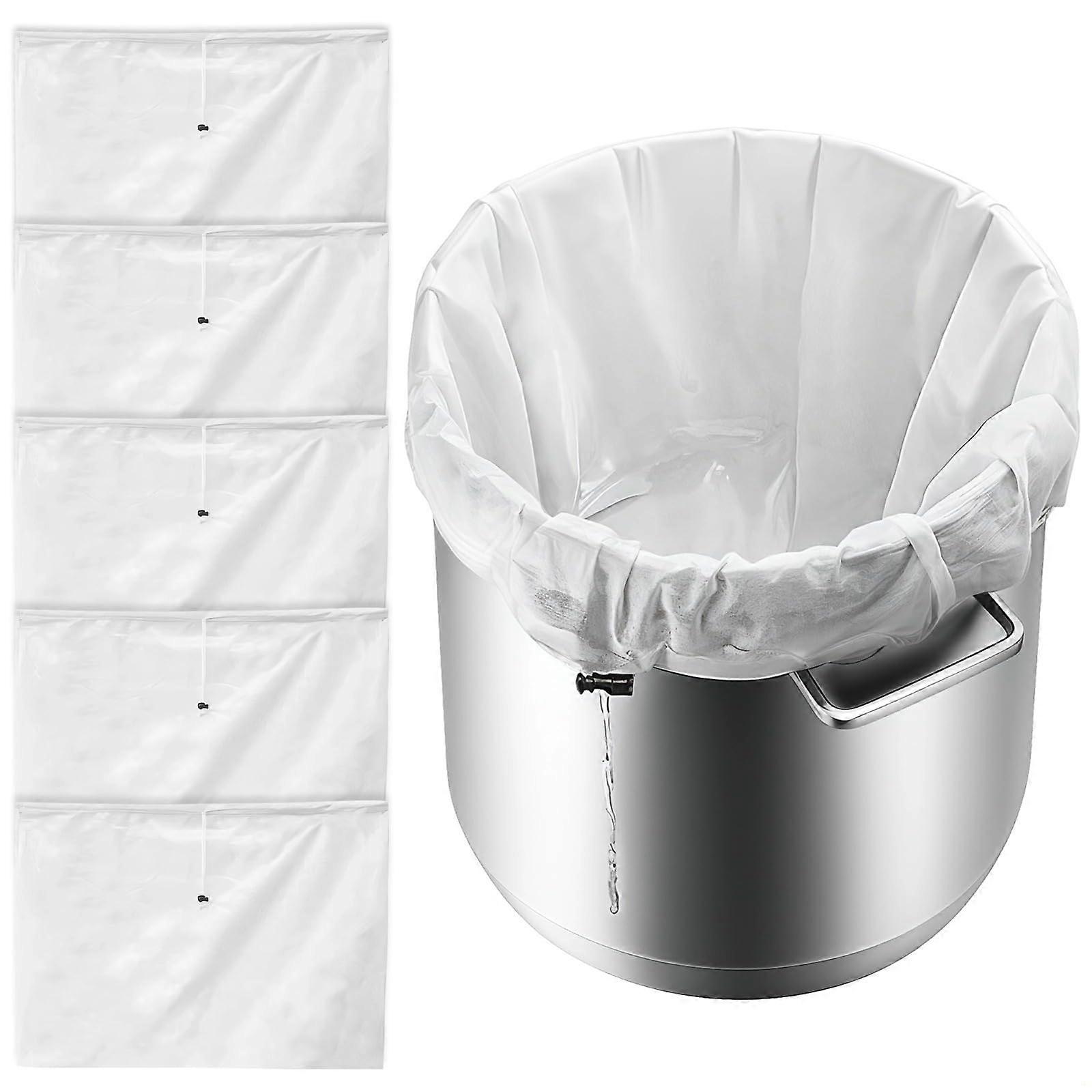 Extra Large Brew Bags 26x22in  5 Pack Reusable Polyester Mesh Strainer with Drawstring for Beer Wine Cider Brewing