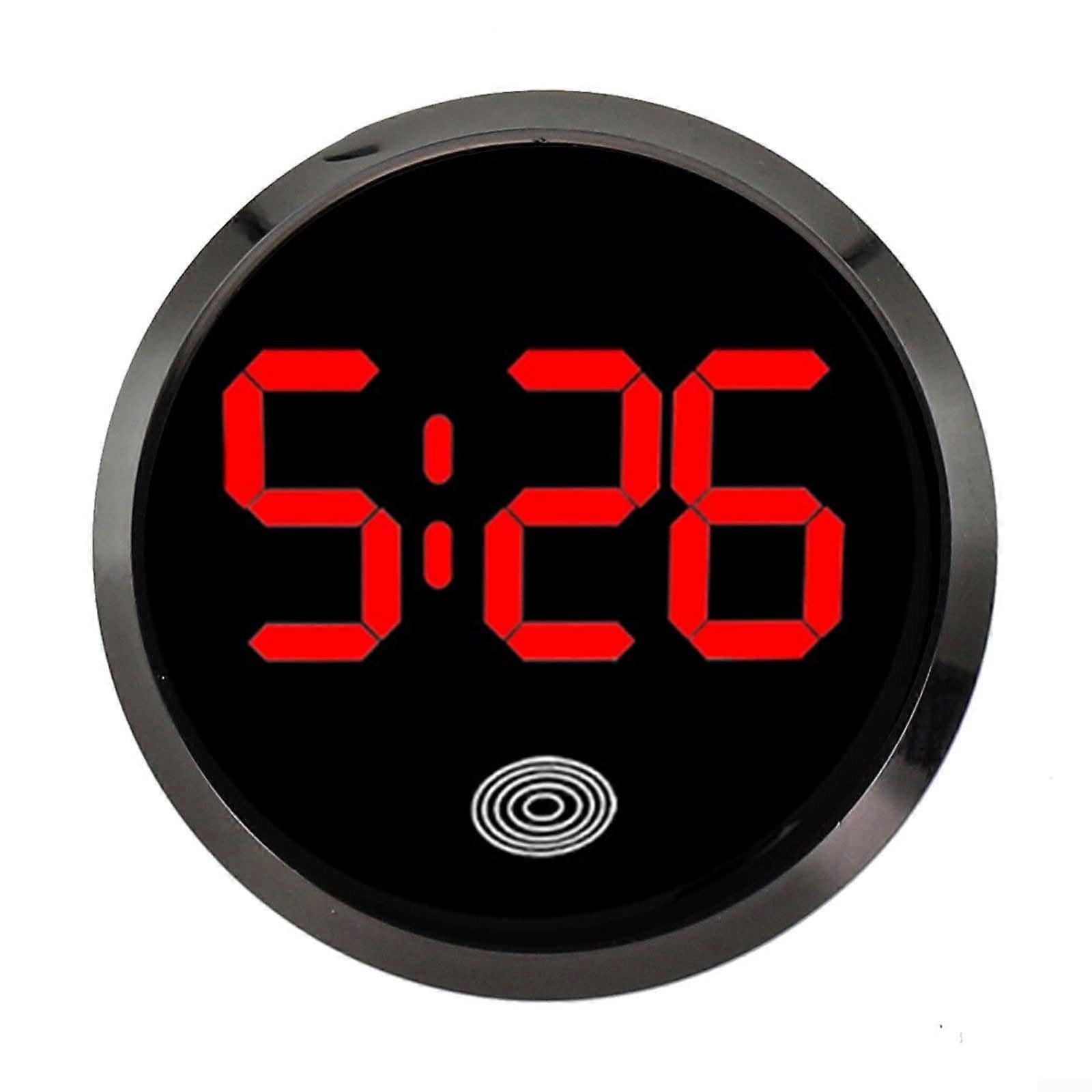 Car Dashboard Clock with Luminous Night Display, Touch Control, Universal Fit, Black Red Light
