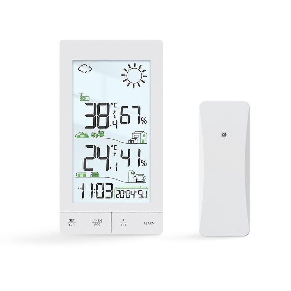 Wireless Weather Forecast Station Digital LCD Display Hygrometer Thermometer Atomic DCF Alarm Clock Calendar Backlit