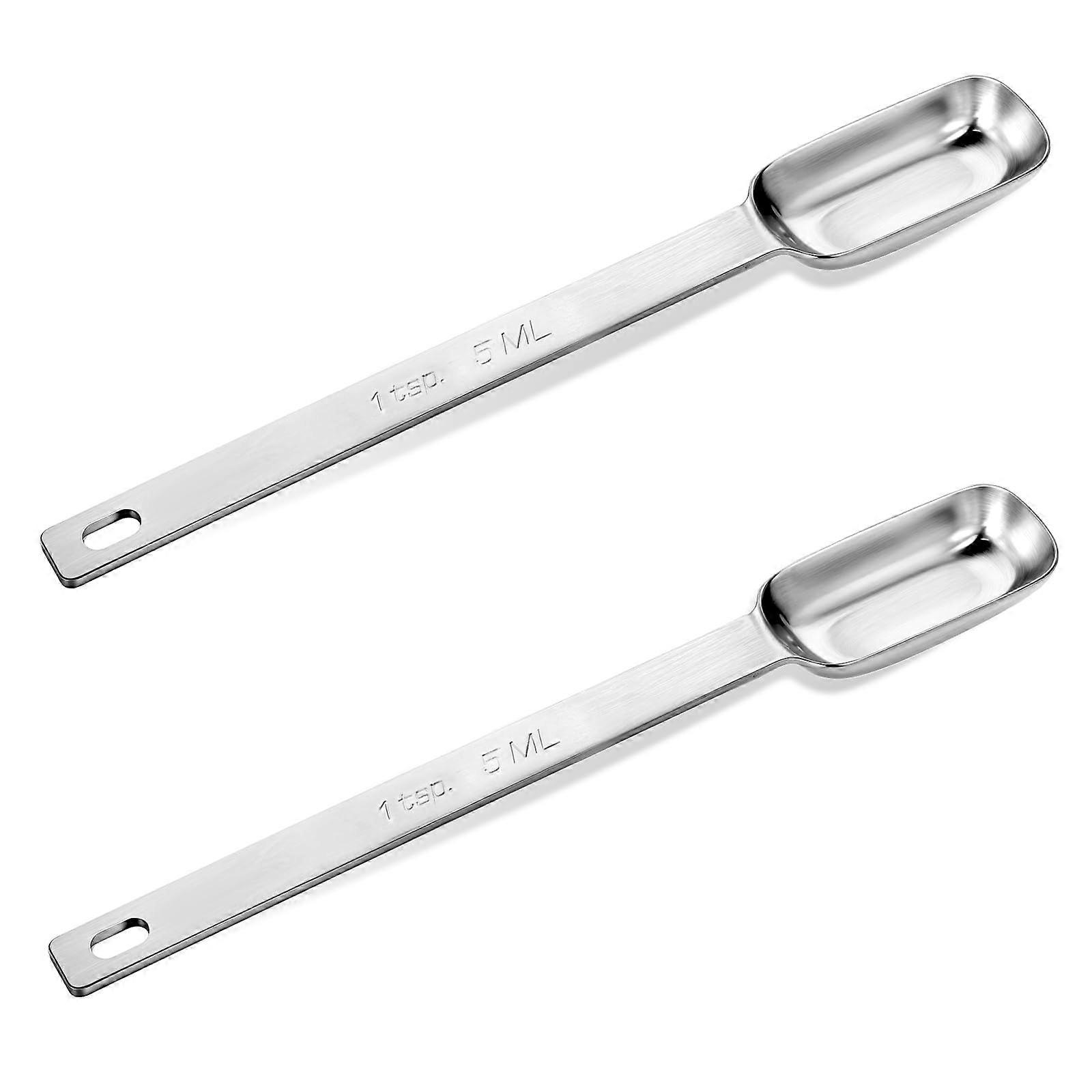 Stainless Steel 1 Teaspoon Measuring Spoon 5ml Rectangular Long Handle for Baking and Cooking