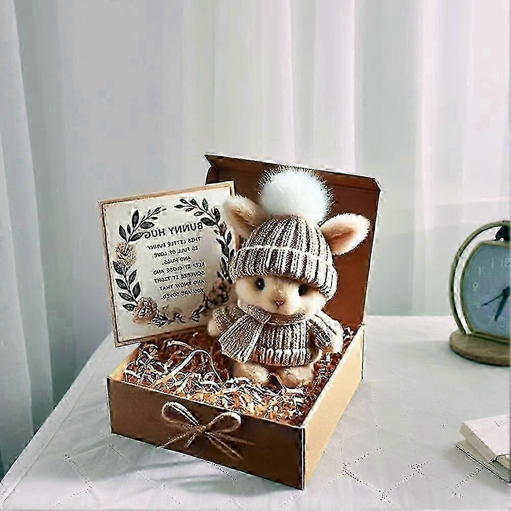 Mini Bunny Hug Plush Pocket Rabbit with Positive Cards for Easter Gift