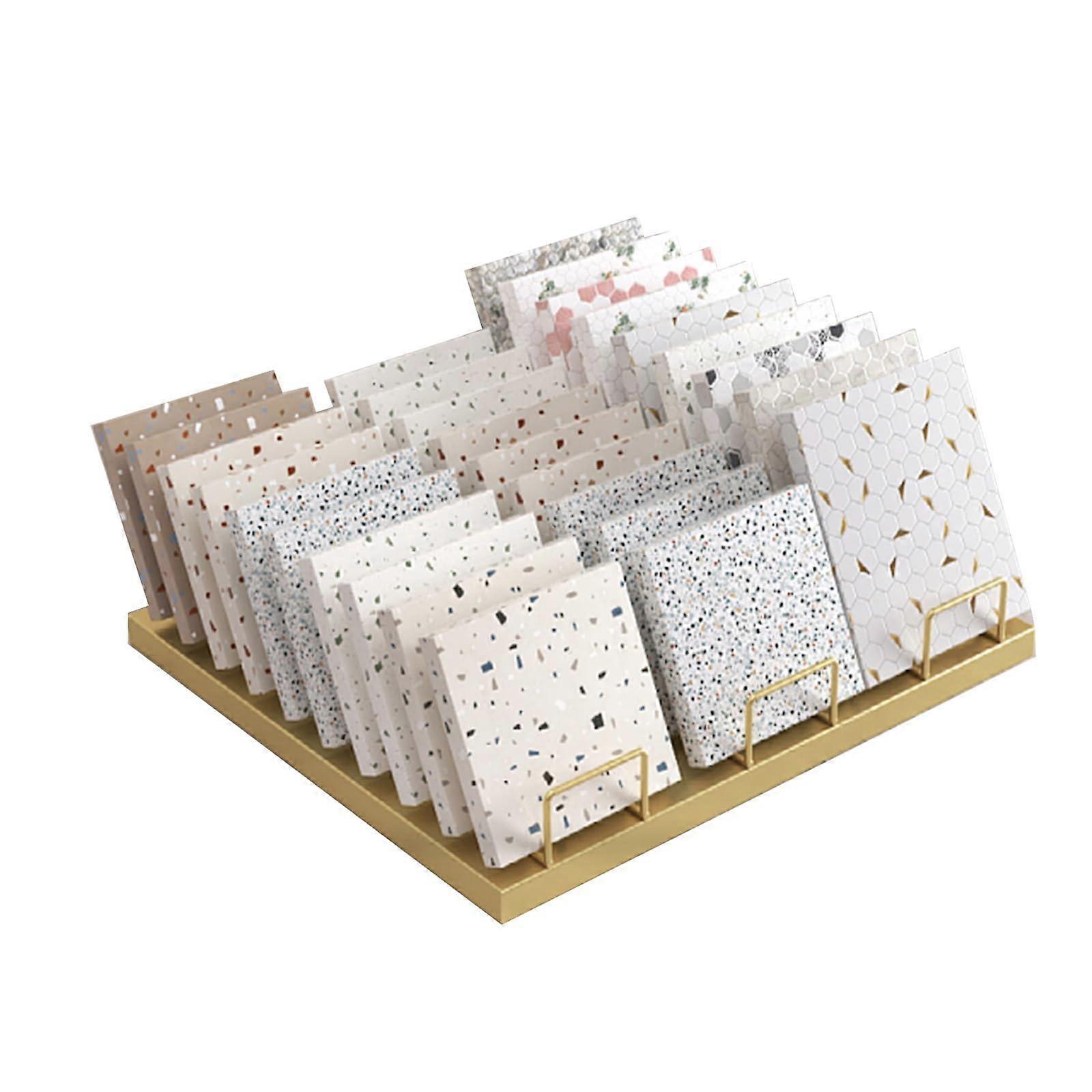 Tile Display Rack with 10 20 30 Slots, Durable Iron Ceramic Tile Sample Holder for Showroom Store