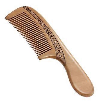 Wooden Hair Comb Green Sandalwood Wide Tooth AntiStatic Handmade for Gentle Detangling