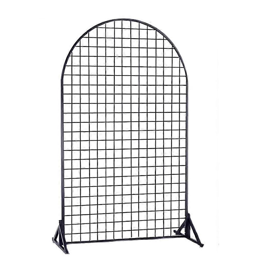 Double Sided Black Metal Gridwall Panel 120x70cm Freestanding Display Stand with Wheels