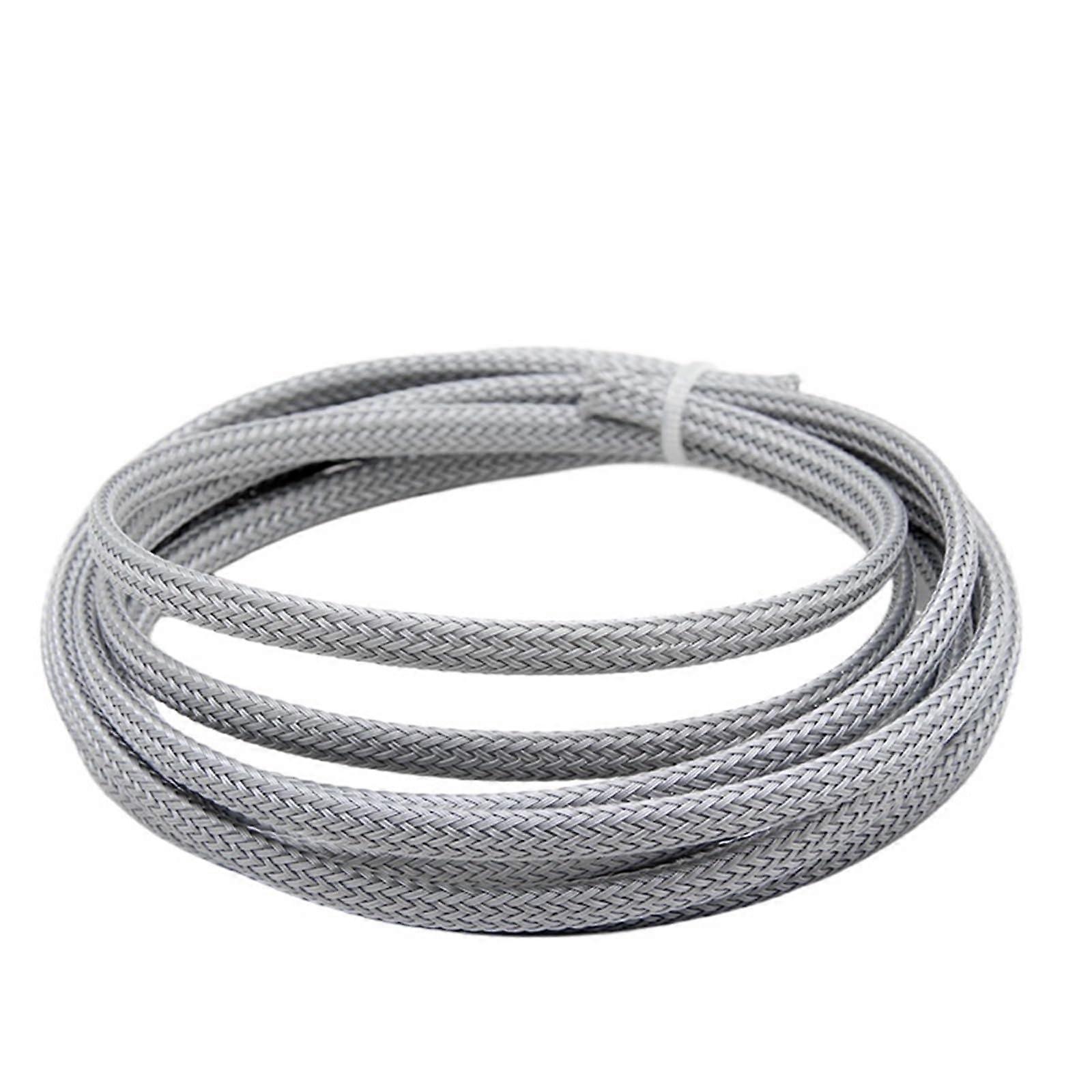 12mm Grey PET Braided Cable Management Sleeve 2m Expandable  Density Wire Protection
