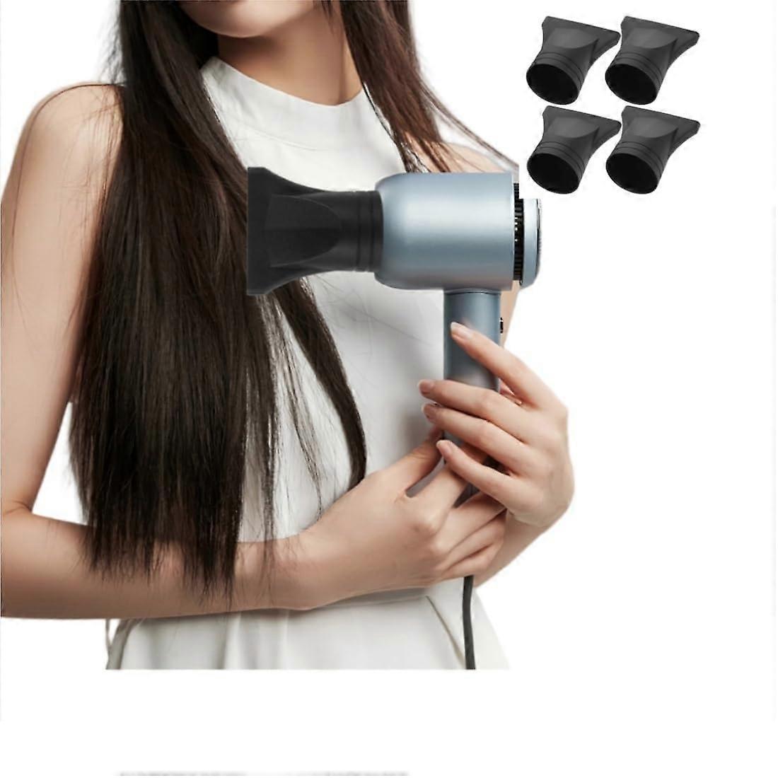 Hair Dryer Diffuser and Concentrator Nozzle Set for Faster Drying and Precision Styling 4Pcs Black