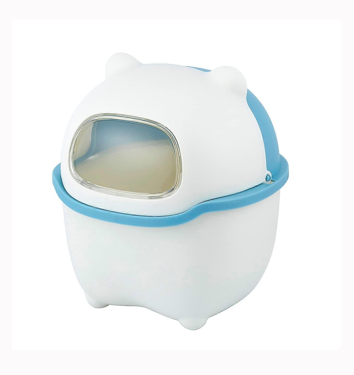 Desktop Trash Can with Lid, Compact Plastic Bin for Office or Home, Includes 50 Liners, Blue