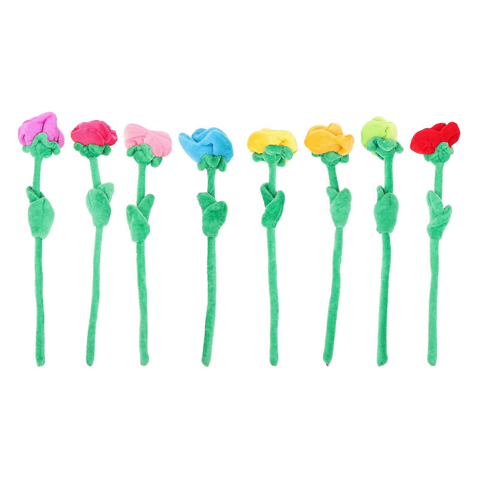 Artificial Plush Rose Toy for Decoration 8Pcs Bendable Stem Bouquet