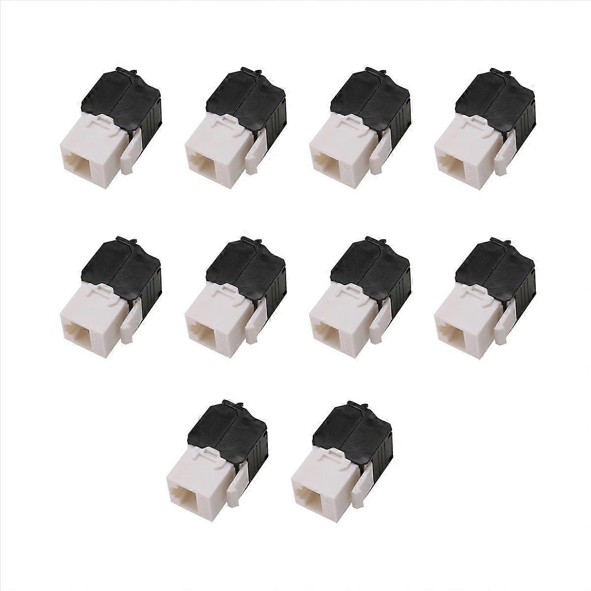 10-Pack Cat6A RJ45 Jack -Cat6 Compatible 180 Degree Toolless