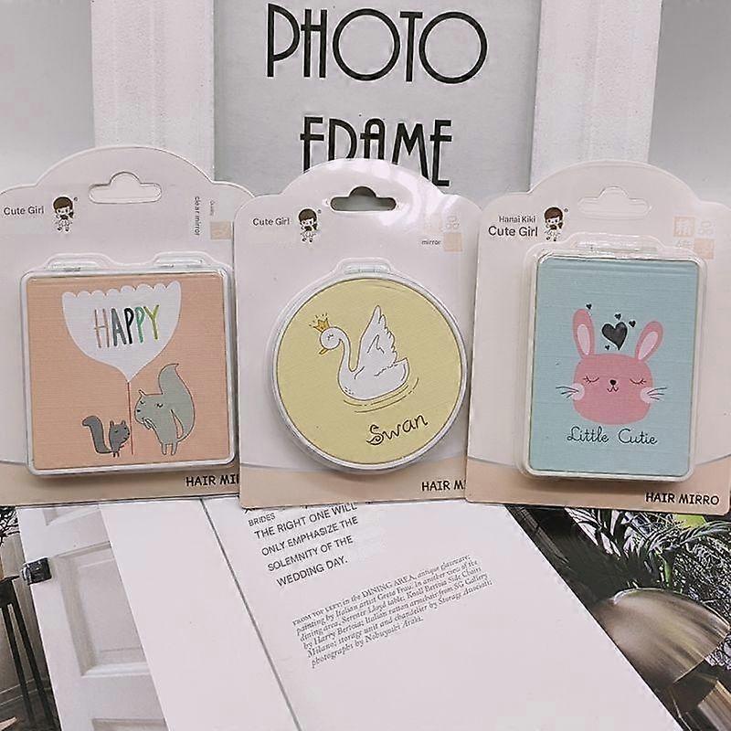 Creative Folding Plastic Cartoon Makeup Mirror For Student