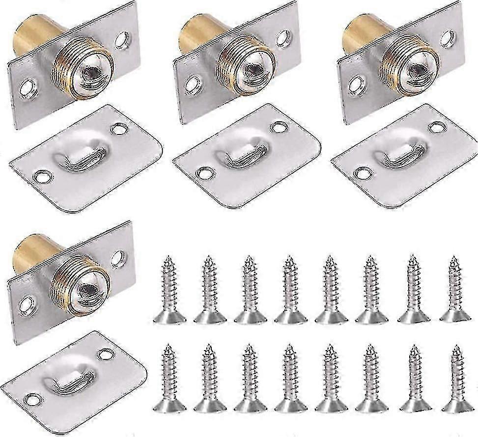 4pcs Brass Ball Catch for Cupboard Door, Silver
