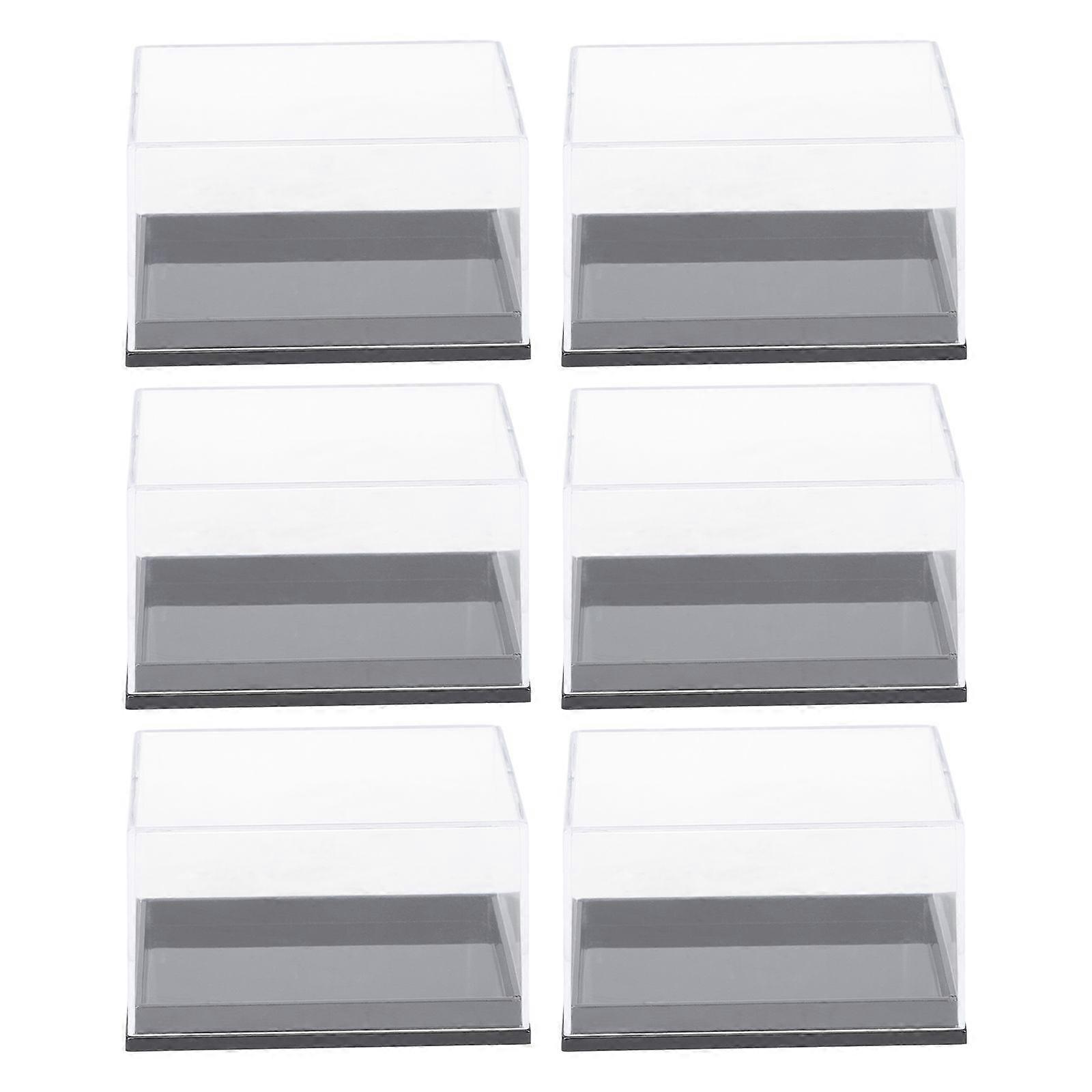 6pcs Plastic Mineral Specimen Storage Cases Square Sample Displaying Boxes
