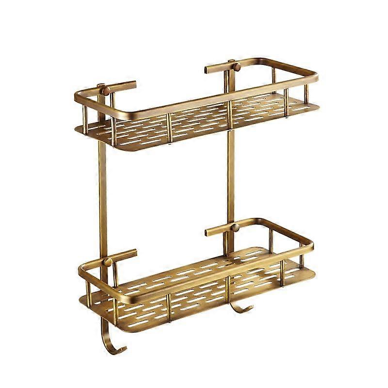 Solid Brass Bathroom Corner Shelf, Wall Mounted Shower Caddy Organizer, SpaceSaving Storage