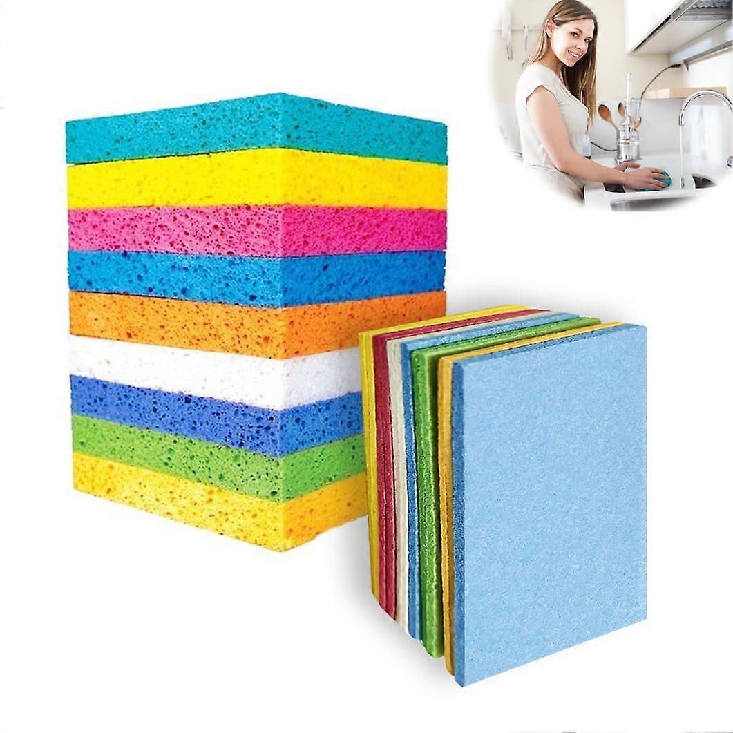 Compressed Cellulose Sponges 12 Pack, Biodegradable Kitchen Cleaning, 6 Color  Absorbency