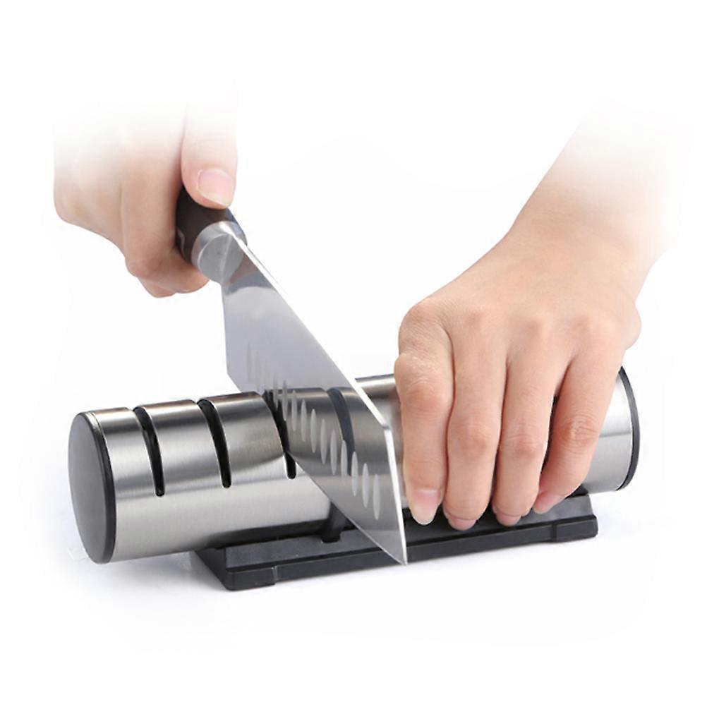 Black Cutting Tool Sharpener for Kitchen Use Three Stages Manual