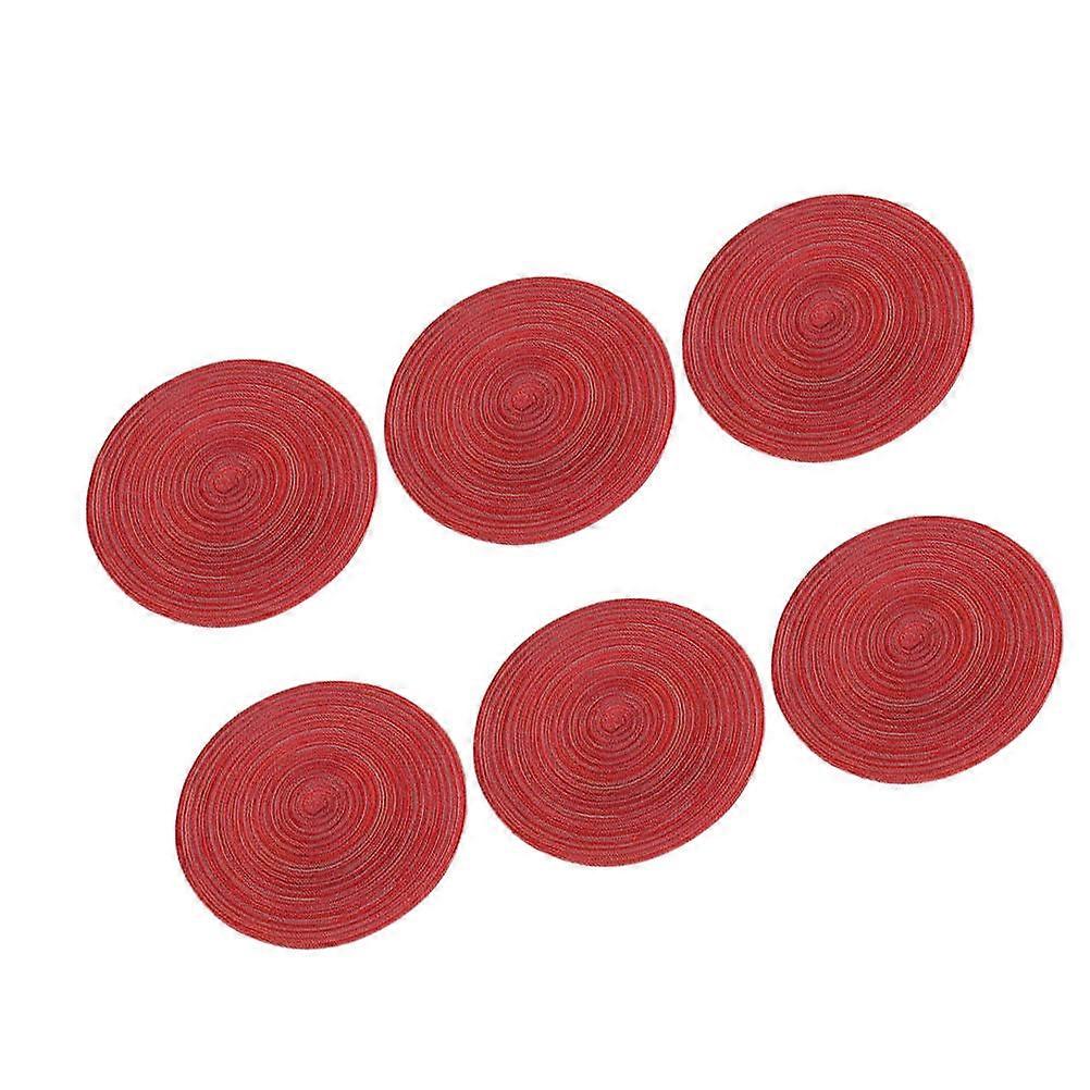 Heat Insulation Coasters Round Table Pad for Placing Cup 6Pcs Red