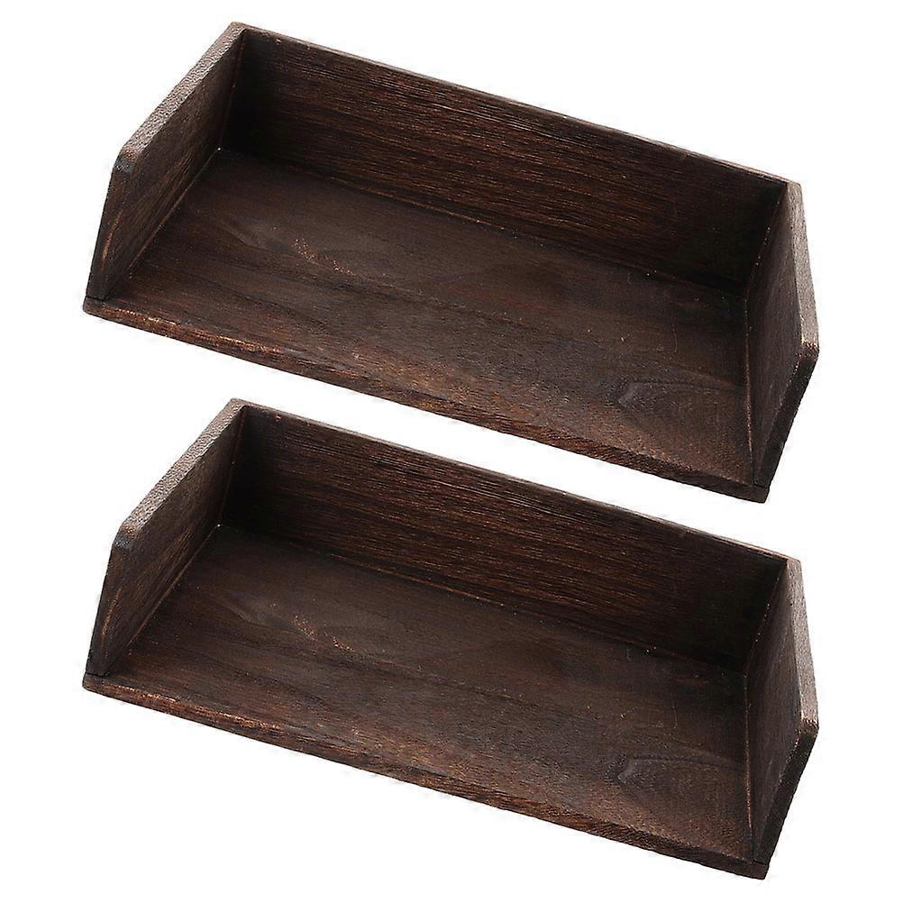 Solid Wood Desk Organizer for Paper Sorting 2Pcs Vintage Design