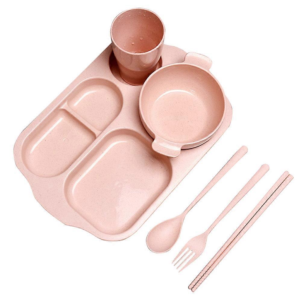 Dinnerware Set for Daily Use 6Pcs Red Eco-Friendly Straw Tableware