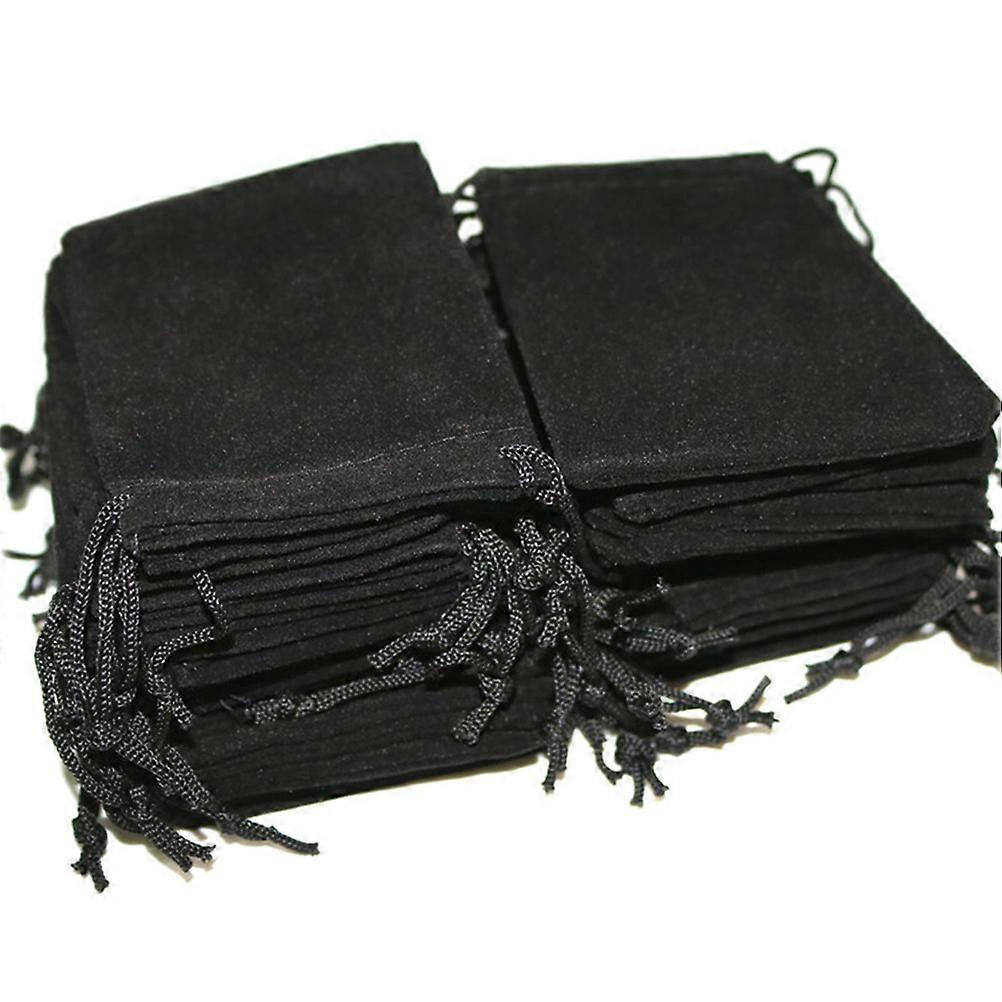 Drawstring Pouch Gift Storage Rectangular Shape Travel Use 25x35 Cm Black 3Set