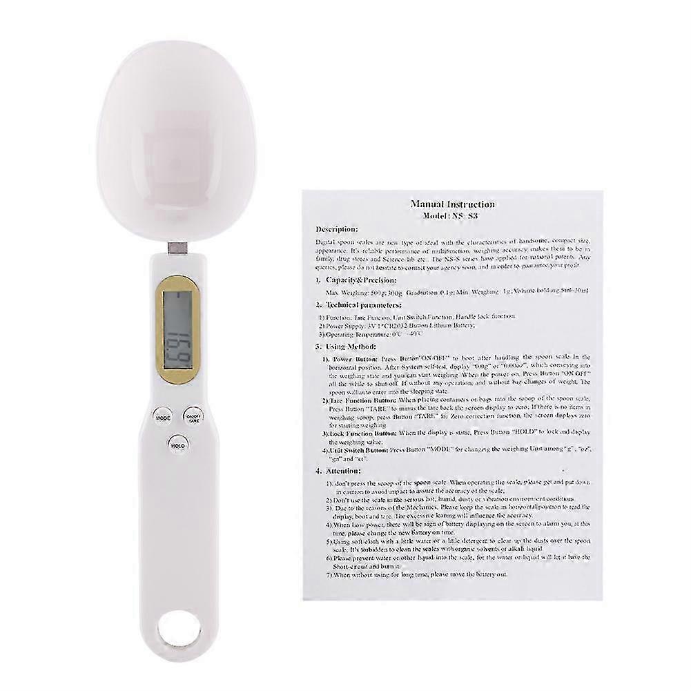 Digital Kitchen Spoon Scale with LCD Display, 500g/0.1g Accuracy, Tare and Hold Functions for Cooking and Baking